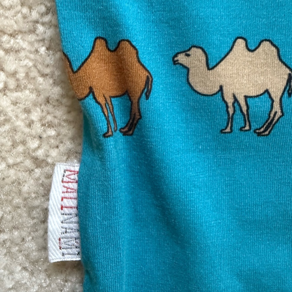 Polarn O. Pyret Blue and Brown Camel Print Short Sleeve Tee - Picture 2 of 3